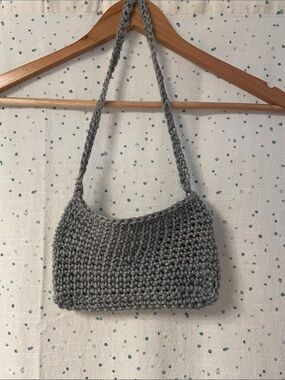 Handcrafted Gray Crochet Shoulder Bag - Classic Knit Tote